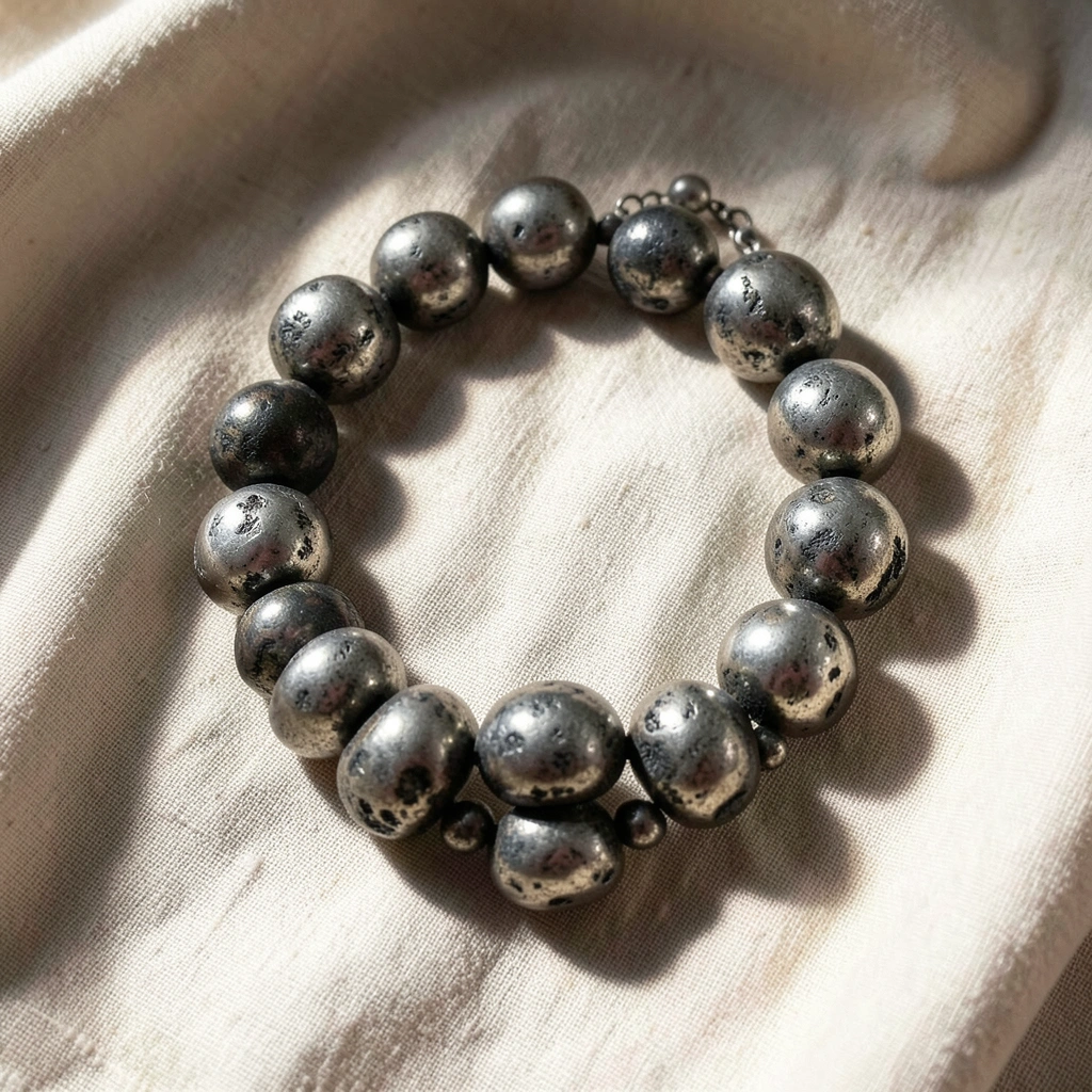 Ethnic necklace with silver beads — SOLD