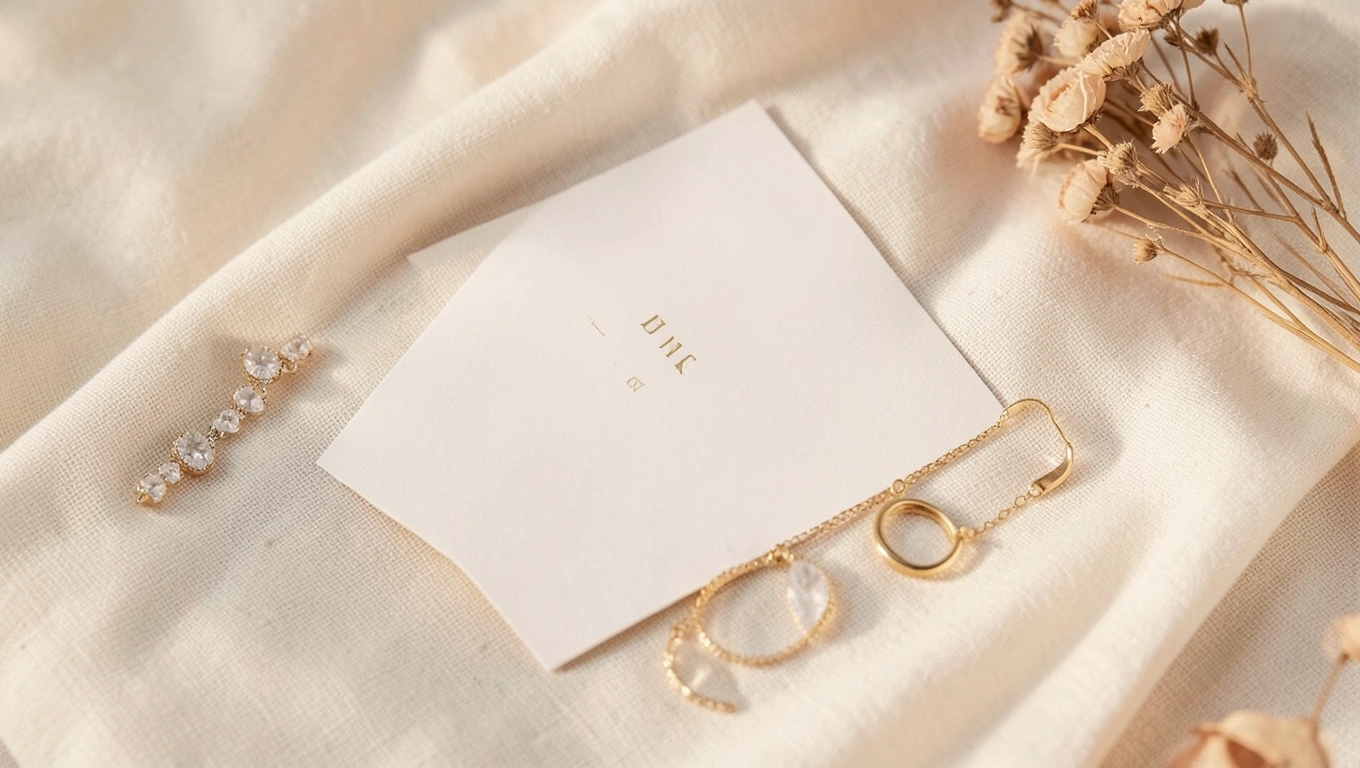 Elegant jewelry display with cream fabric — custom order concept